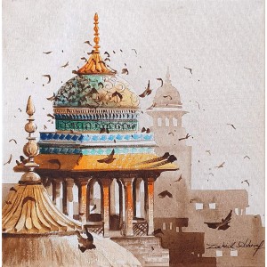 Zahid Ashraf, 12 x 12 inch, Acrylic on Canvas, Cityscape Painting, AC-ZHA-114